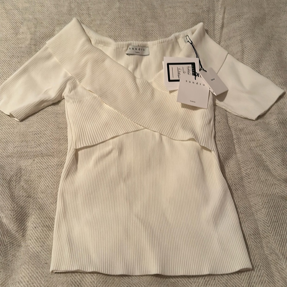 SANDRO white off the shoulder top. Size 1 (XS) NWT
